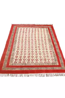 6x6FeetSquare Hand Block Printed Area Rugs  Cotton Rug Flatwoven Bohomian  