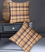 Maverick Beige & Multi Color Cotton Checkered Seating Cushion Covers (18x18 inch)