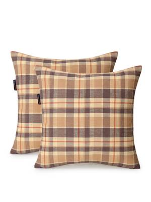 Maverick Beige & Multi Color Cotton Checkered Seating Cushion Covers (18x18 inch) 2