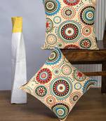 Nomad Light Yellow & Multi Color Cotton Canvas Mandala Printed Floor Cushion Covers (20x20 inch)