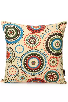 Nomad Light Yellow & Multi Color Cotton Canvas Mandala Printed Floor Cushion Covers (20x20 inch)