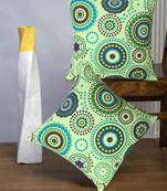 Nomad Fluorescent Green & Multi Color Cotton Canvas Mandala Printed Floor Cushion Covers (20x20 inch)
