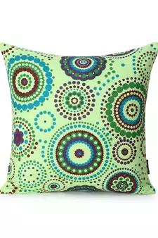 Nomad Fluorescent Green & Multi Color Cotton Canvas Mandala Printed Floor Cushion Covers (20x20 inch)