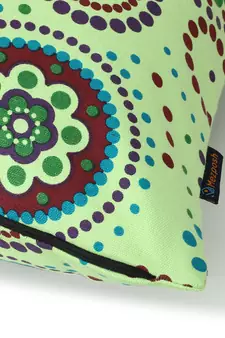 Nomad Fluorescent Green & Multi Color Cotton Canvas Mandala Printed Floor Cushion Covers (20x20 inch)