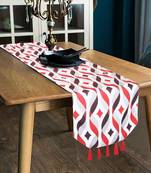 Chintz Red & Multi Color Polycotton Damask Digital Printed 6 Seater Table Runner with Tassels (180x40cm)
