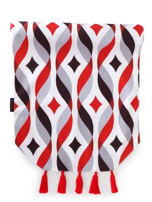 Chintz Red & Multi Color Polycotton Damask Digital Printed 6 Seater Table Runner with Tassels (180x40cm) 2