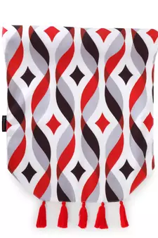 Chintz Red & Multi Color Polycotton Damask Digital Printed 6 Seater Table Runner with Tassels (180x40cm)