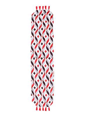 Chintz Red & Multi Color Polycotton Damask Digital Printed 6 Seater Table Runner with Tassels (180x40cm) 3