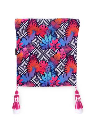 Chintz Pink & Multi Color Polycotton Botanical Digital Printed 6 Seater Table Runner with Tassels (180x40cm) 2