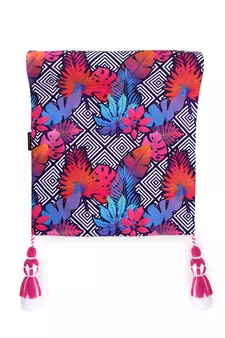 Chintz Pink & Multi Color Polycotton Botanical Digital Printed 6 Seater Table Runner with Tassels (180x40cm)