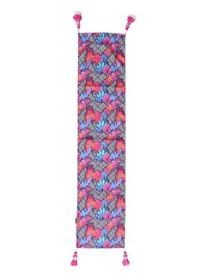 Chintz Pink & Multi Color Polycotton Botanical Digital Printed 6 Seater Table Runner with Tassels (180x40cm) 3