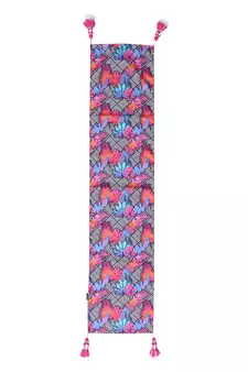 Chintz Pink & Multi Color Polycotton Botanical Digital Printed 6 Seater Table Runner with Tassels (180x40cm)