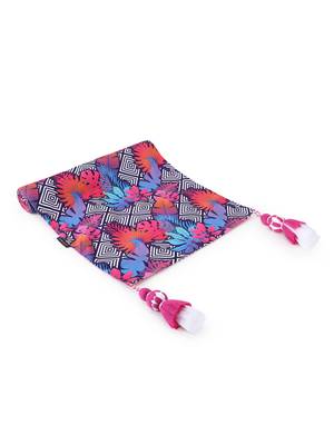 Chintz Pink & Multi Color Polycotton Botanical Digital Printed 6 Seater Table Runner with Tassels (180x40cm) 4