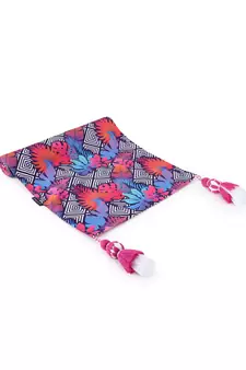 Chintz Pink & Multi Color Polycotton Botanical Digital Printed 6 Seater Table Runner with Tassels (180x40cm)