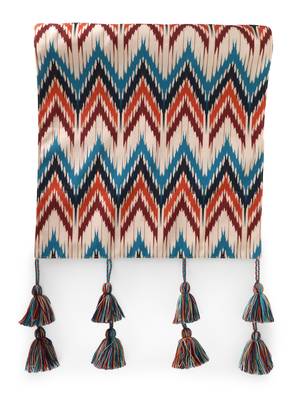 Chintz Beige & Multi Color Polycotton Chevron Digital Printed 6 Seater Table Runner with Tassels (180x40cm) 2