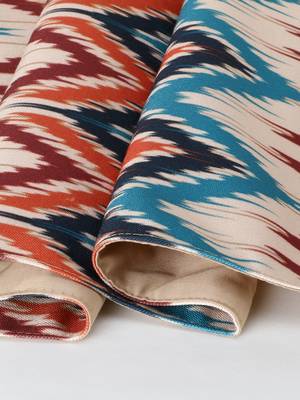 Chintz Beige & Multi Color Polycotton Chevron Digital Printed 6 Seater Table Runner with Tassels (180x40cm) 5