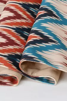 Chintz Beige & Multi Color Polycotton Chevron Digital Printed 6 Seater Table Runner with Tassels (180x40cm)