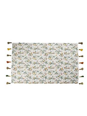 Chintz White & Multi Color Polycotton Floral Digital Printed 6 Seater Rectangle Table Cover ( 220 x 150 cm ) 2