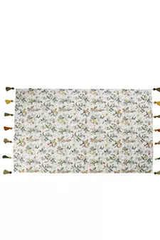 Chintz White & Multi Color Polycotton Floral Digital Printed 6 Seater Rectangle Table Cover ( 220 x 150 cm )