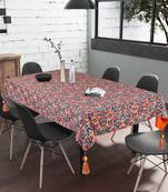 Chintz Orange & Multi Color Polycotton Geometric Digital Printed 6 Seater Rectangle Table Cover ( 220 x 150 cm )