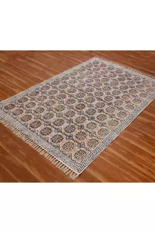 8x8-Feet-Square Indian Hand Block Printed Cotton Dhurrie  Area Rugs  Garden Yoga Mat Flatwoven Boho 