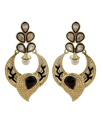 Kundan Polki Black Meenakari Pearl Earring For Women 1