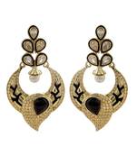 Kundan Polki Black Meenakari Pearl Earring For Women