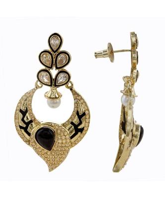 Kundan Polki Black Meenakari Pearl Earring For Women 2