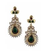 Green Gold Plated Meenakari Pearl Earring For Women