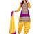 yellow embroidered cotton semi stitched salwar with dupatta