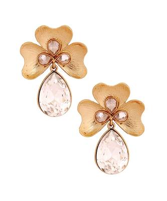 Antique 18K Gold Plated Crystal Large Flower Earring For Women 1