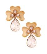 Antique 18K Gold Plated Crystal Large Flower Earring For Women
