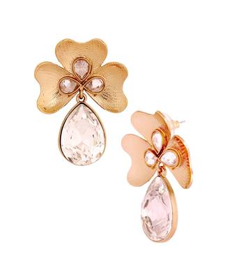 Antique 18K Gold Plated Crystal Large Flower Earring For Women 2