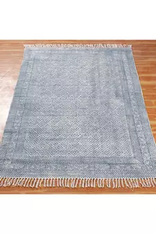 3x3-Feet-Square Hand Block Printed Area Rugs Boho  Handmade Cotton Dhurrie  Bedroom Mat Flatwoven