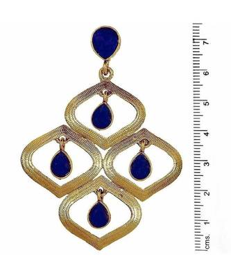 Dew Drop Antique Gold Plated Blue Dangling Earring For Women 2