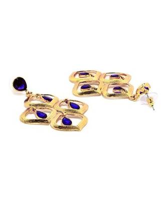 Dew Drop Antique Gold Plated Blue Dangling Earring For Women 3