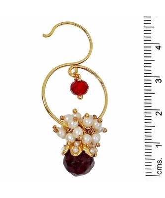 Dew Drop Antique Gold Ruby Red Garnet Wine Stud Earring For Women 1