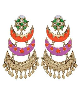 Designer Chaand Gold Plated Meenakari Dangling Earring For Women 1