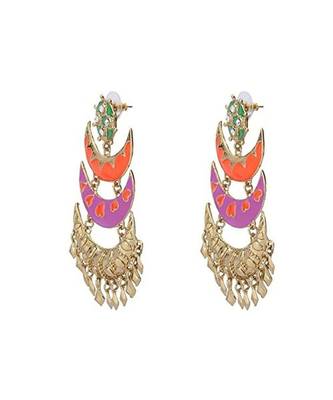 Designer Chaand Gold Plated Meenakari Dangling Earring For Women 2