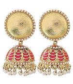 Antique Meenakari Gold Plated Rani Pink Jhumki Earring For Women