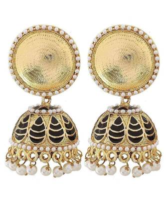 Antique Meenakari Gold Plated Black Jhumki Earring For Women 1