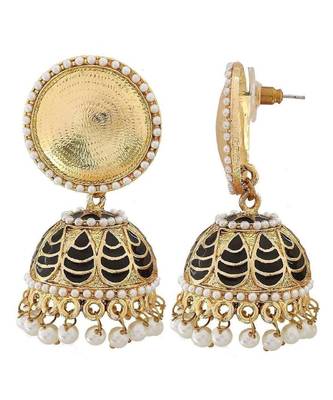 Antique Meenakari Gold Plated Black Jhumki Earring For Women 2