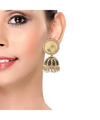 Antique Meenakari Gold Plated Black Jhumki Earring For Women 3