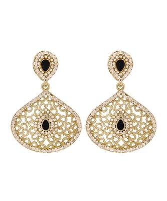 Filigree Pear Black Antique Rhodium Dangling Earring For Women 1