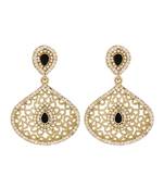 Filigree Pear Black Antique Rhodium Dangling Earring For Women