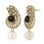 Paisley Filigree American Diamond Pearl Black Earring For Women