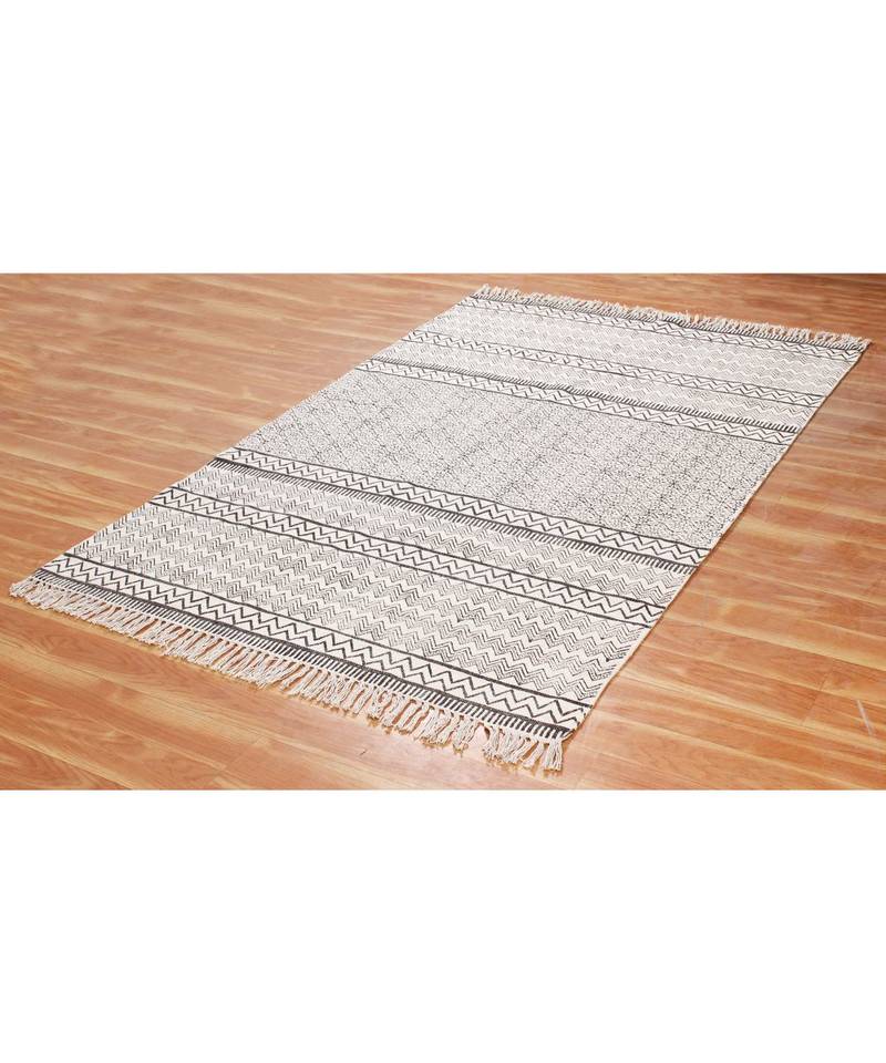 3x5-Feet Indian Hand Block Printed Cotton Dhurrie  Flatwoven  Kitchen Art Decor Carpet Boho  Area Rugs