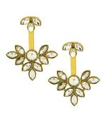 Flower Antique Gold Plated Ear Cuff Jacket Pair For Women