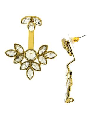 Flower Antique Gold Plated Ear Cuff Jacket Pair For Women 2