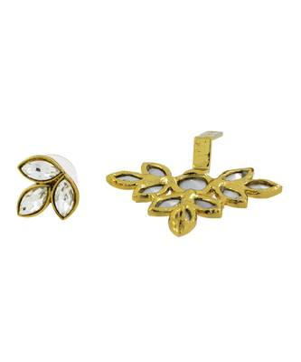 Flower Antique Gold Plated Ear Cuff Jacket Pair For Women 4